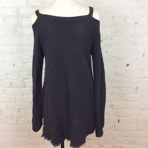 FreePeople Open Shoulder Over Sized Fringe Sweater - Picture 2 of 6